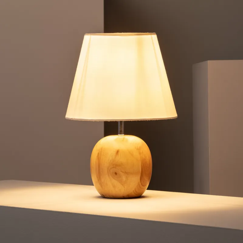 Lampe de chevet bois et abat-jour culot e27 bureau