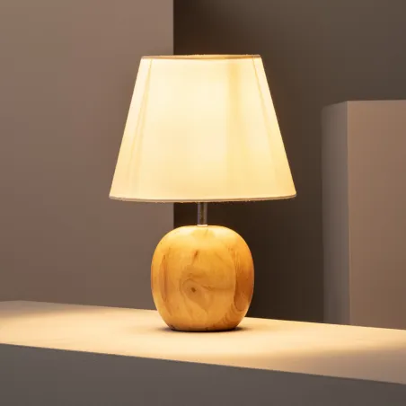 Lampe de chevet bois et abat-jour culot e27 bureau
