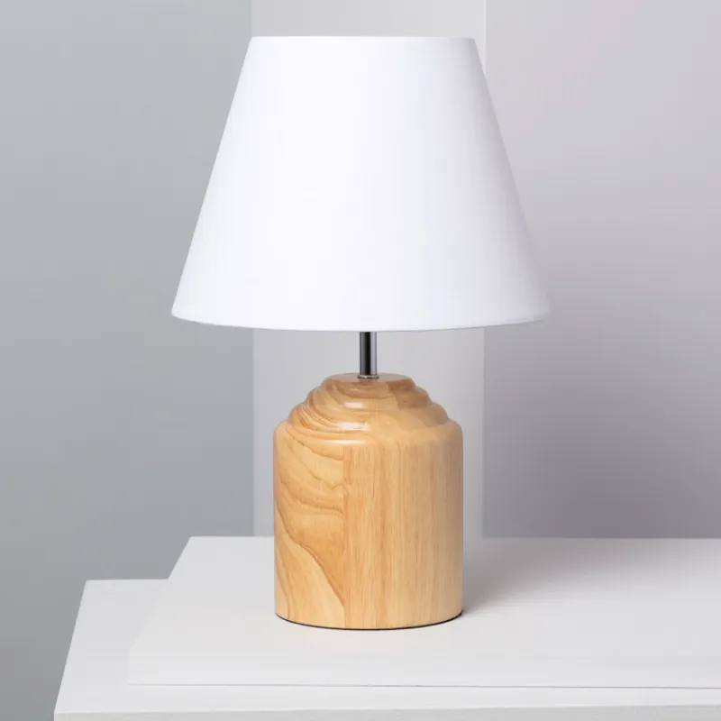 Lampe de chevet bois et abat-jour culot e27 bureau