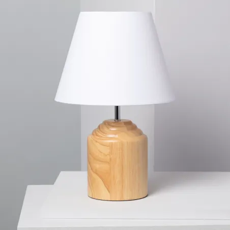 Lampe de chevet bois et abat-jour culot e27 bureau