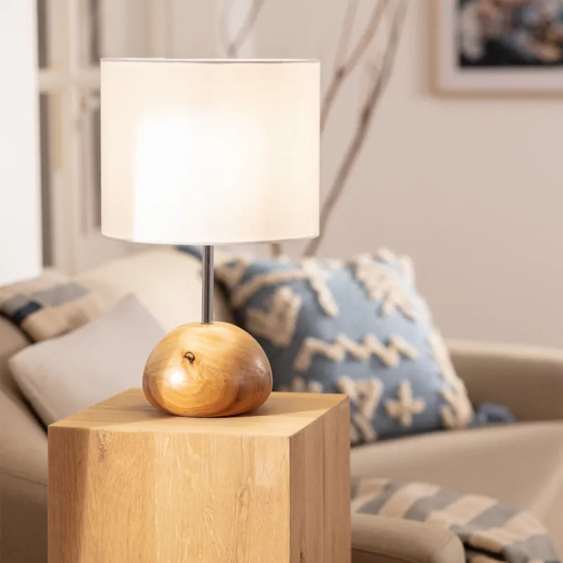 Lampe de chevet bois et abat-jour culot e27 bureau