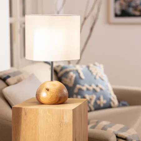 Lampe de chevet bois et abat-jour culot e27 bureau