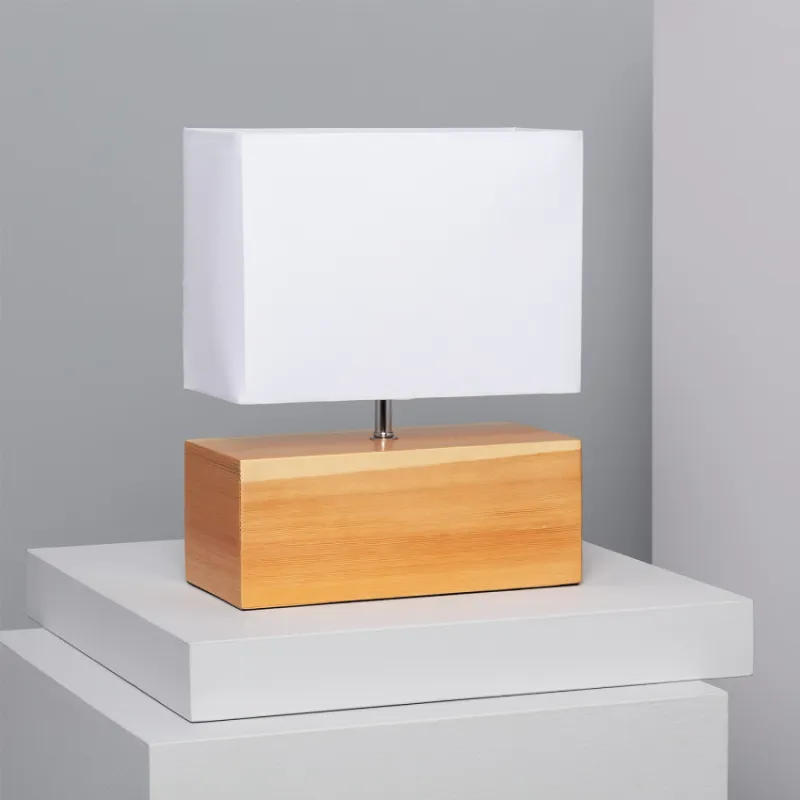 Lampe de chevet bois et abat-jour culot e27 bureau