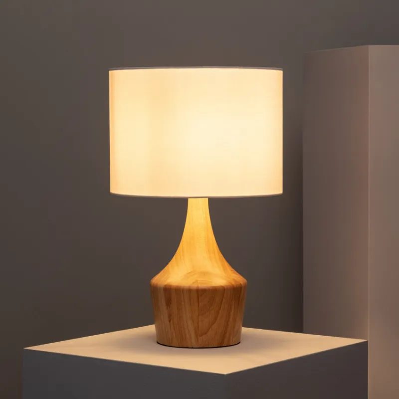Lampe de chevet bois et abat-jour culot e27 bureau