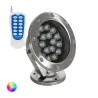 Projecteur spot 18w led rgb 12v ip68 sur pied inox jardin rocaille et massif bassin étanche
