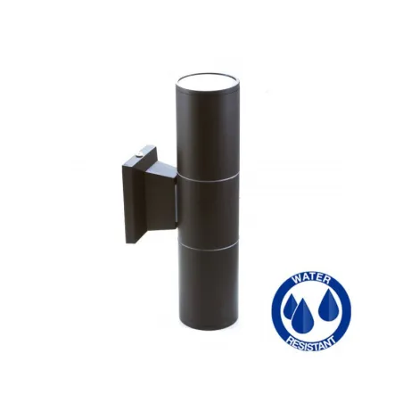 Applique noire double éclairage ip54 extérieur tube noir gu10