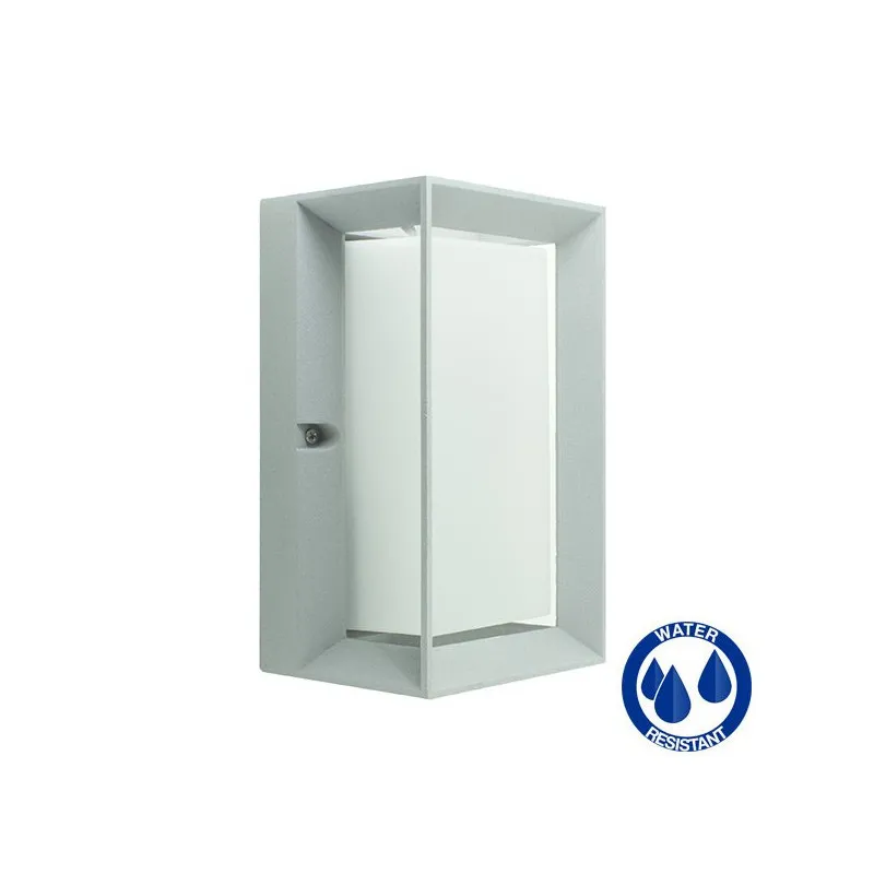Applique rectangulaire grise ip54 extérieur culot e27