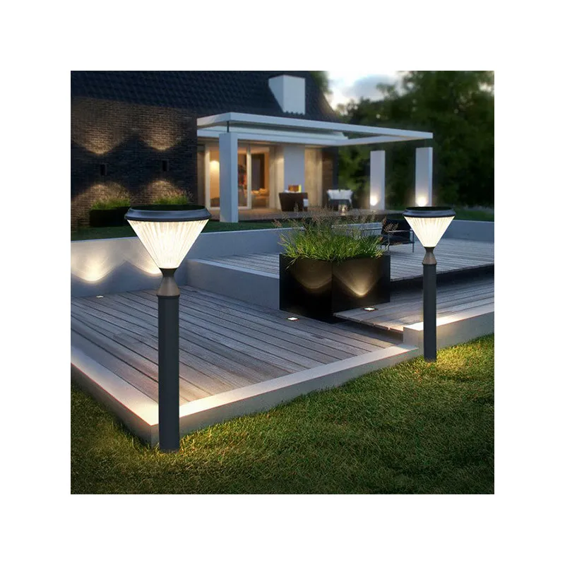 Lampe de jardin solaire lanterne led 75cm-6w-300 lumens crépusculaire