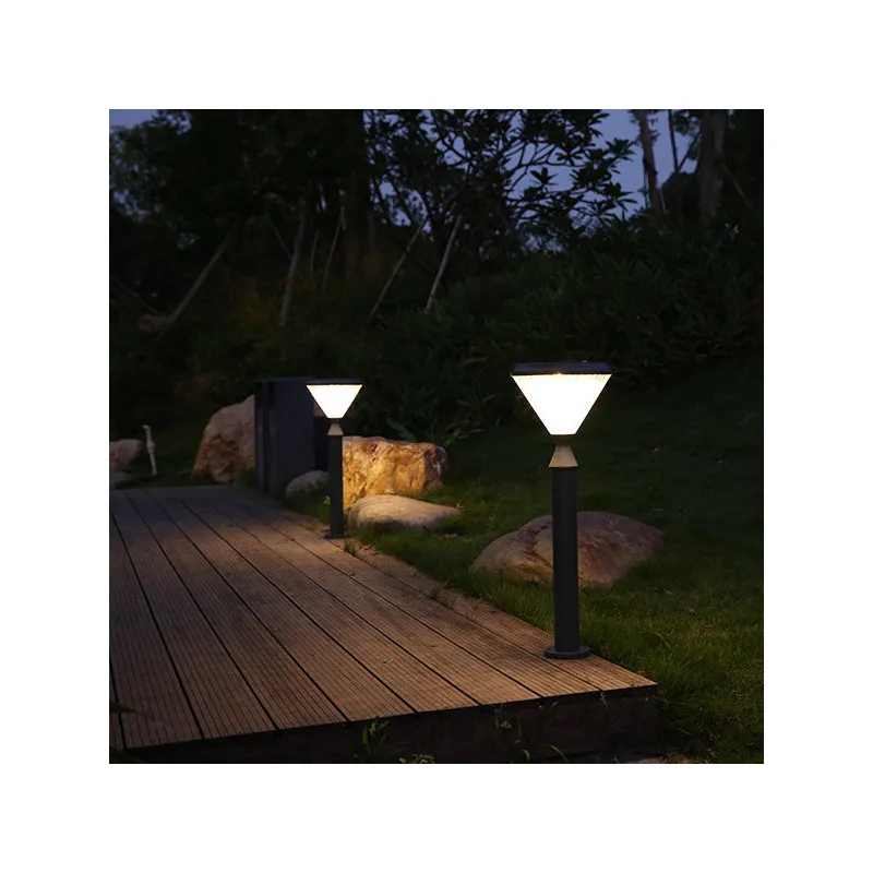 Lampe de jardin solaire lanterne led 75cm-6w-300 lumens crépusculaire