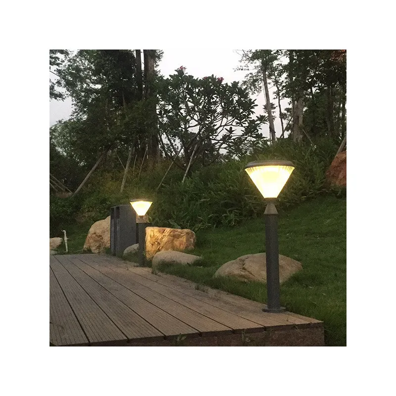 Lampe de jardin solaire lanterne led 75cm-6w-300 lumens crépusculaire