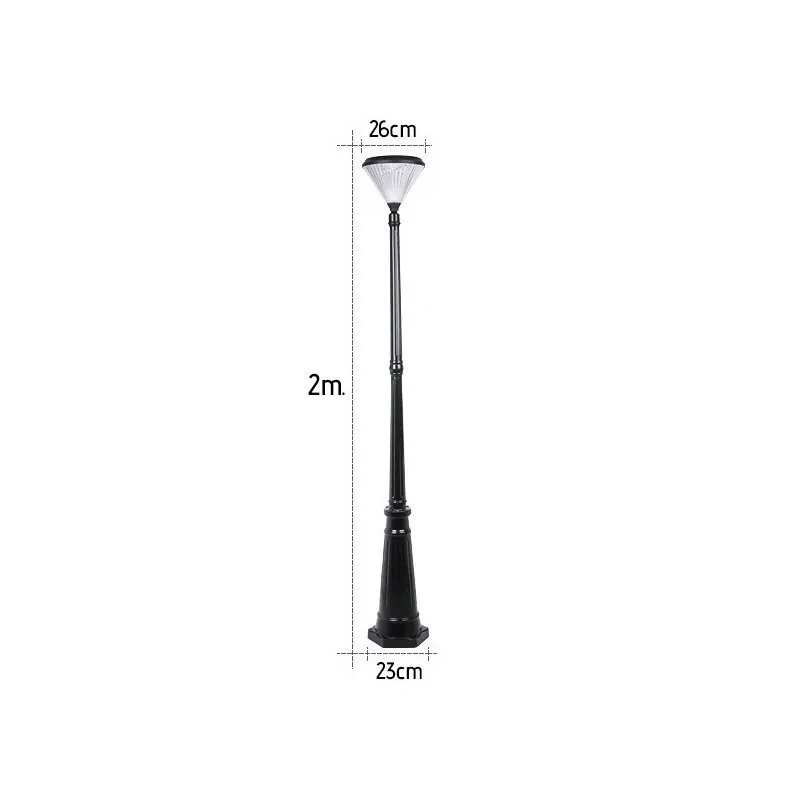 Lampadaire de jardin solaire lanterne led 2m-6w-300 lumens crépusculaire