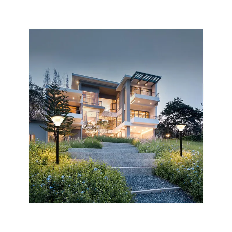 Lampadaire de jardin solaire lanterne led 2m-6w-300 lumens crépusculaire
