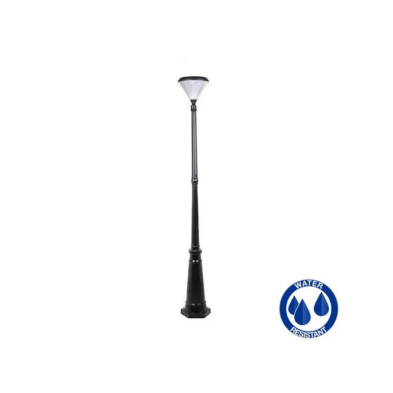 Lampadaire de jardin solaire lanterne led 2m-6w-300 lumens crépusculaire