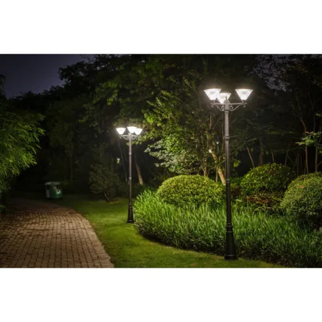 Lampadaire de jardin solaire lanterne led 260cm-18w-900 lumens crépusculaire