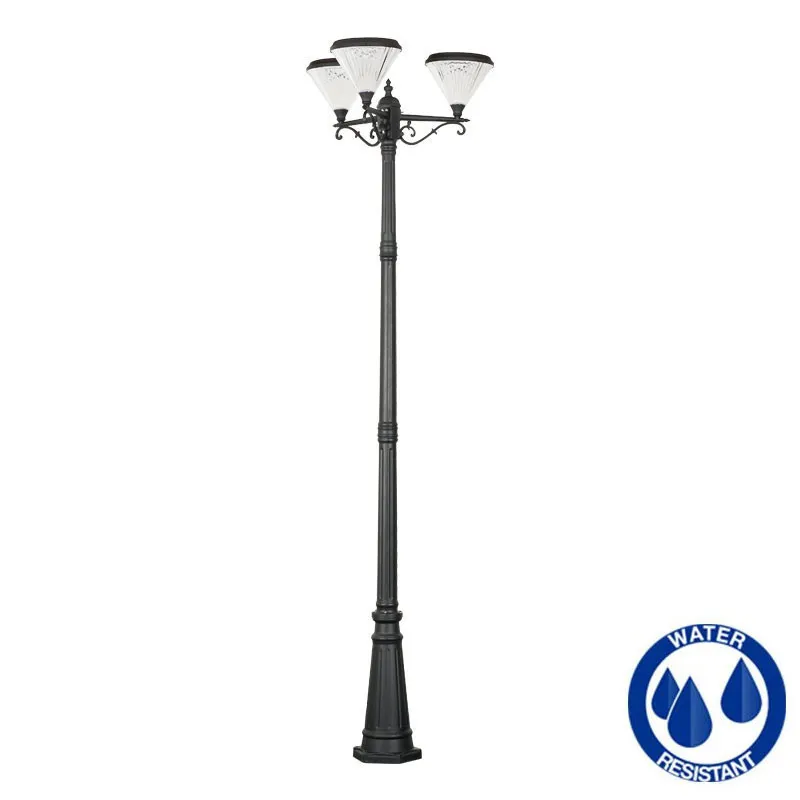 Lampadaire de jardin solaire lanterne led 260cm-18w-900 lumens crépusculaire