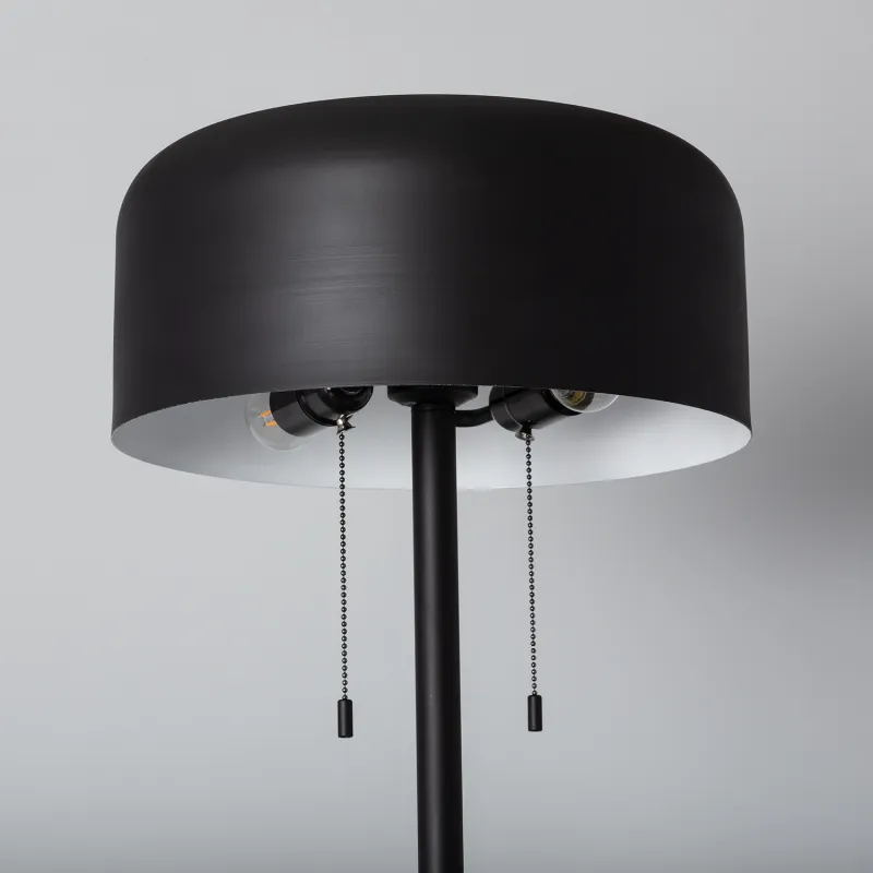 Lampadaire a poser métal noir double douille culot e27