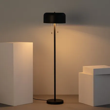 Lampadaire a poser métal noir double douille culot e27
