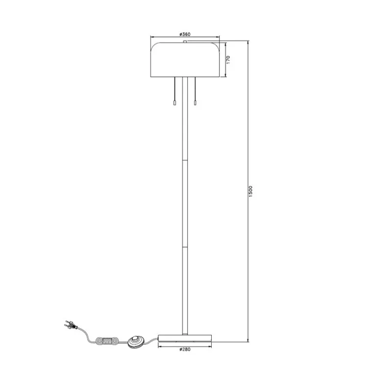 Lampadaire a poser métal noir double douille culot e27