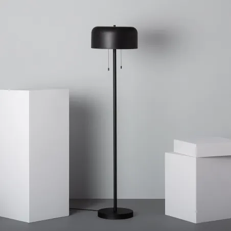 Lampadaire a poser métal noir double douille culot e27