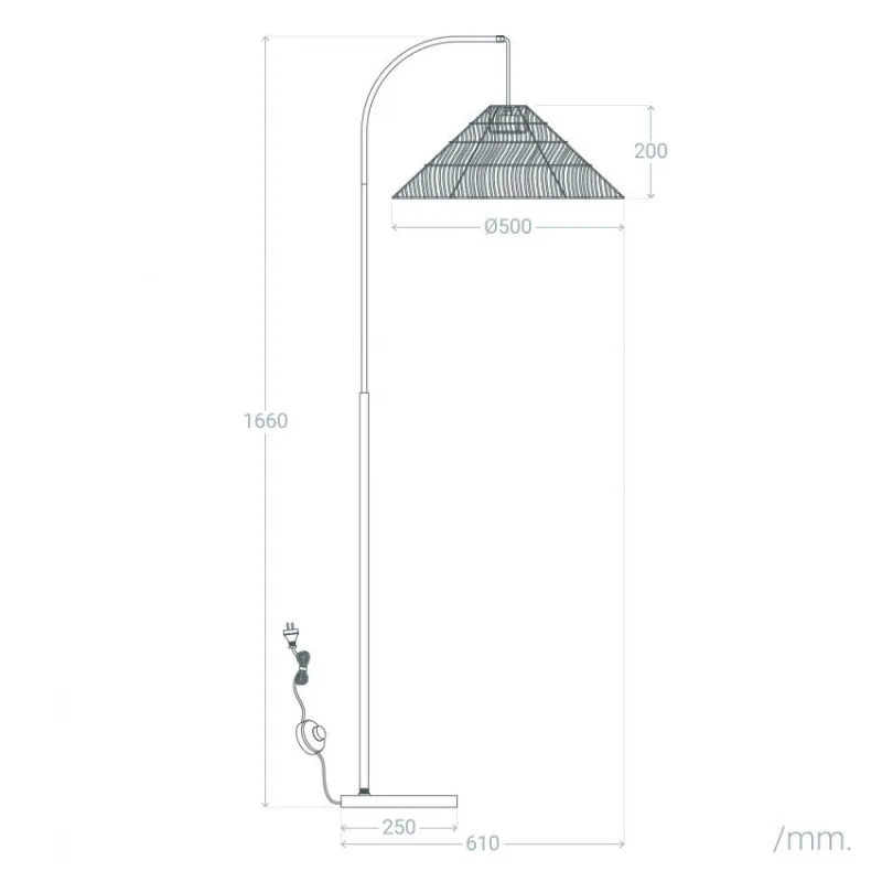 Lampadaire a poser métal rotin suspendu douille culot e27