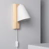 Applique murale support bois et métal blanc culot e27