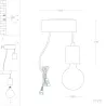 Applique murale support bois et douille suspendu cable noir culot e27