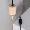 Applique murale support bois et douille suspendu cable noir culot e27