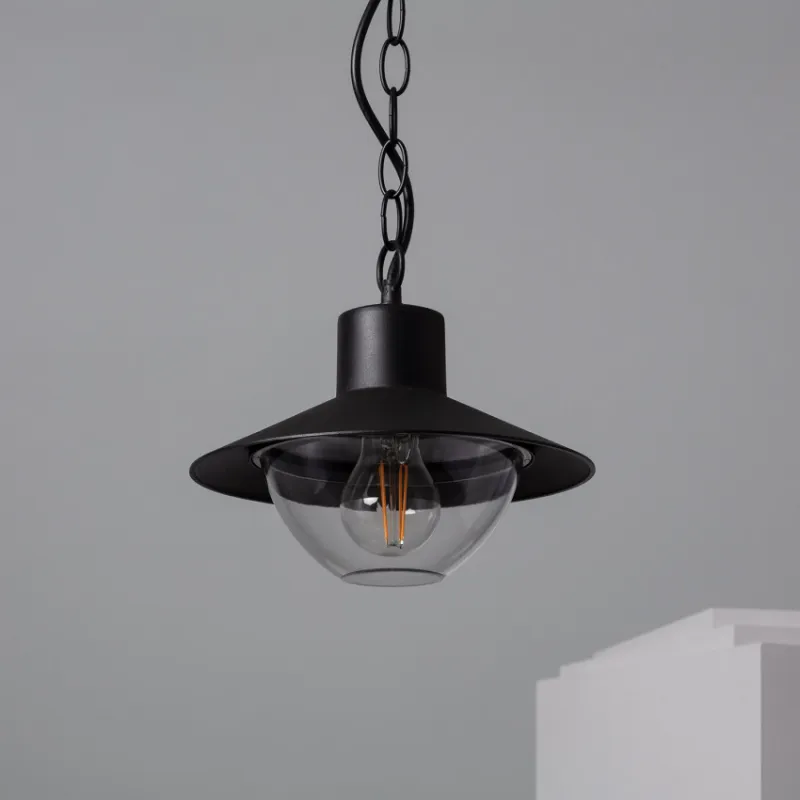 Suspension noire étanche ip54 métal noir culot e27