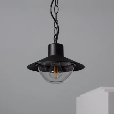 Suspension noire étanche ip54 métal noir culot e27