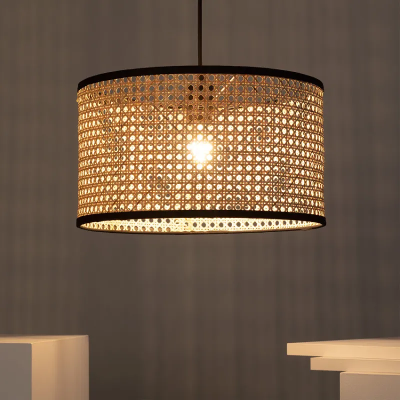Suspension décoration rotin lampe suspendu culot e27