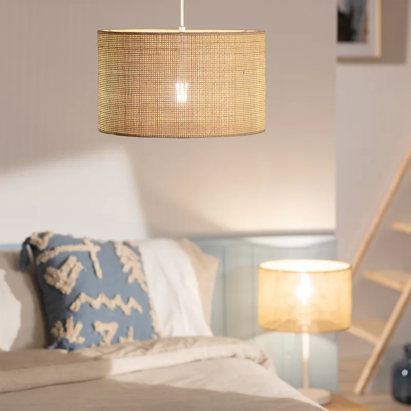 Suspension décoration rotin lampe suspendu culot e27