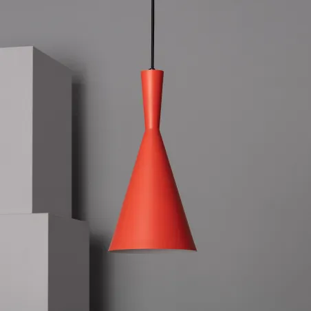 Suspension décoration métal rouge lampe suspendu culot e27