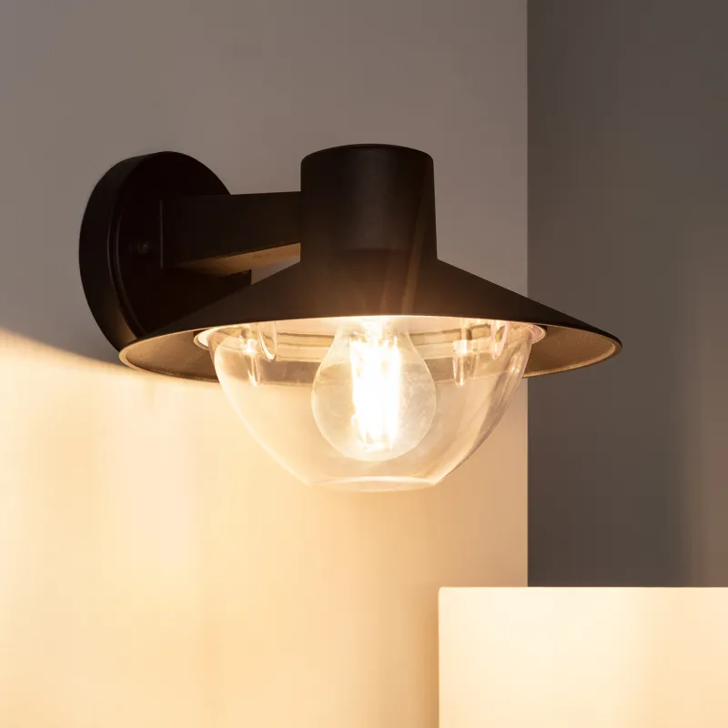 Applique murale noire étanche ip54 métal noir culot e27