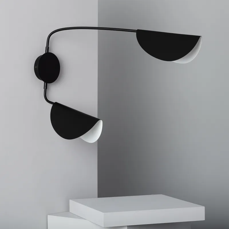 Applique murale noire métal noir 2 têtes culot e14