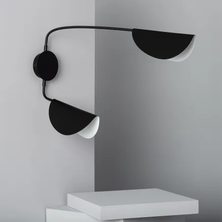 Applique murale noire métal noir 2 têtes culot e14