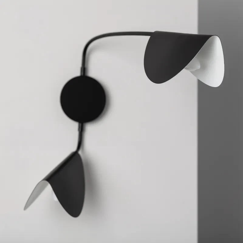 Applique murale noire métal noir 2 têtes culot e14