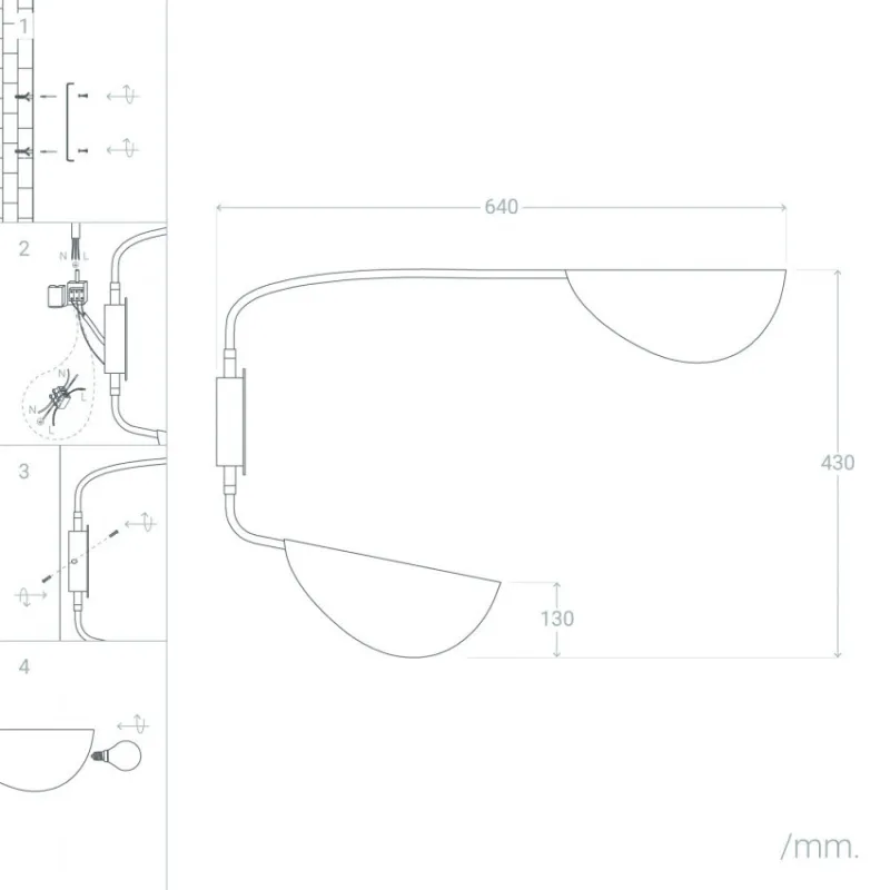 Applique murale noire métal noir 2 têtes culot e14