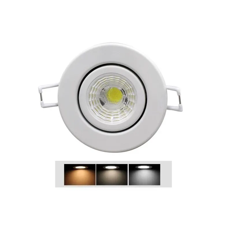 Spot encastrable 7w led rt2012 ip65 variable recouvrable rond fixe 85mm blanc-bbc-sélectionneur température