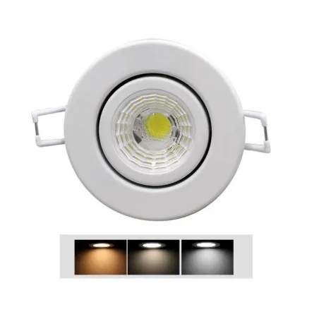 Spot encastrable 7w led rt2012 ip65 variable recouvrable rond fixe 85mm blanc-bbc-sélectionneur température