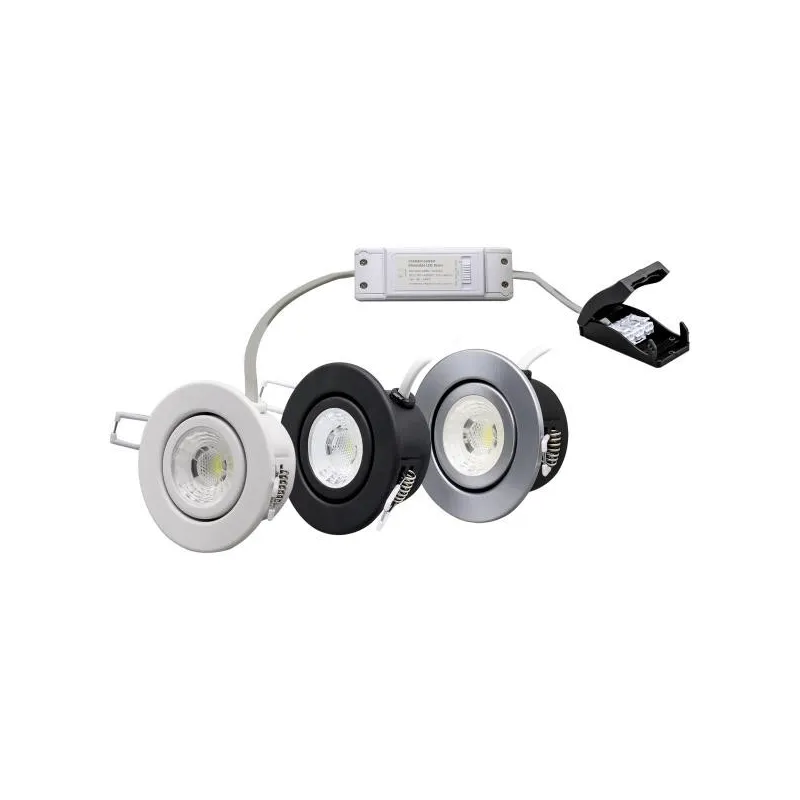 Spot encastrable 7w led rt2012 ip65 variable recouvrable rond fixe 85mm blanc-bbc-sélectionneur température