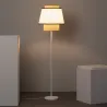 Lampadaire a poser métal blanc et rotin douille culot e27
