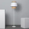 Lampadaire a poser métal blanc et rotin douille culot e27