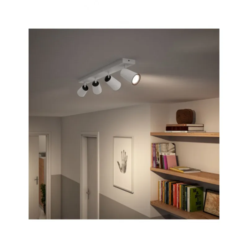 Applique plafonnier Philips gu10 quatre têtes blanc orientable saillie