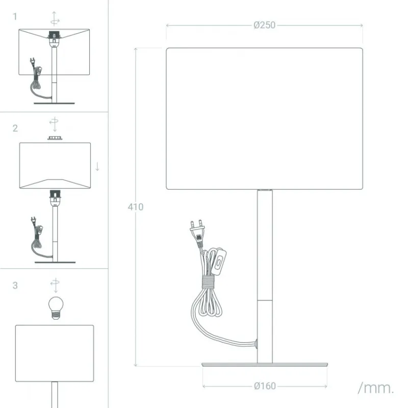 Lampe a poser de table wifi culot e27 abat-jour 25cm