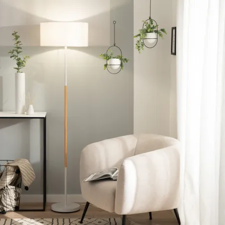 Lampadaire a poser de sol 159cm wifi culot e27 abat-jour 40cm