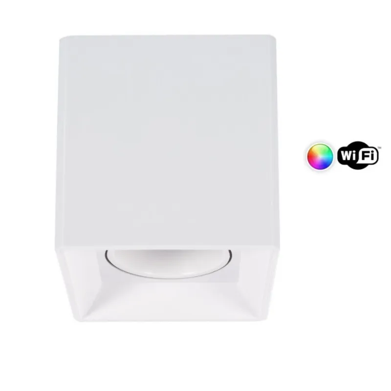 Plafonnier blanc wifi carré rgbw 4w led saillie