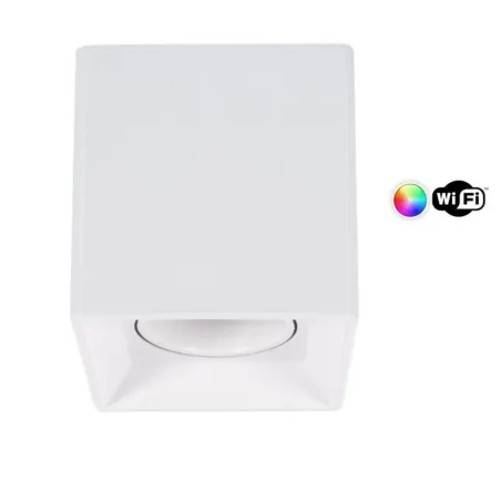 Plafonnier blanc wifi carré rgbw 4w led saillie