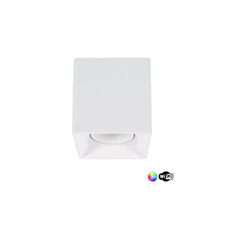 Plafonnier blanc wifi carré rgbw 4w led saillie