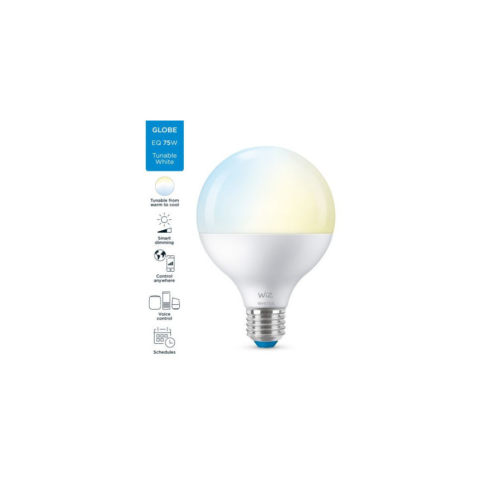 Ampoule e27 8w led cct globe 95mm variable Bluetooth wizmote wifi wiz Philips