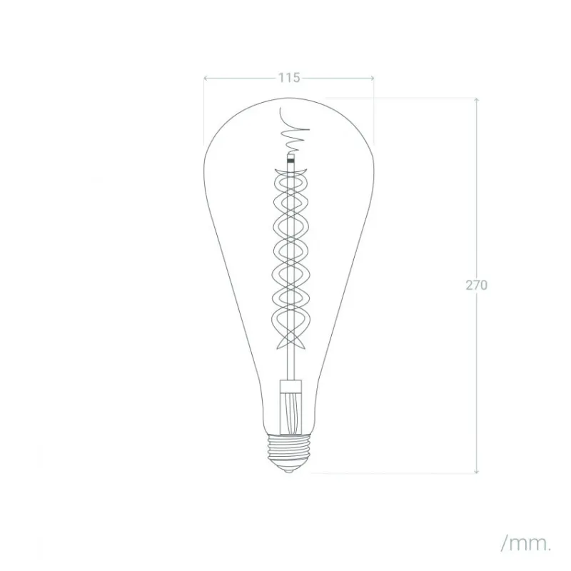 Ampoule 8w led filament culot e27 verre doré 270mm